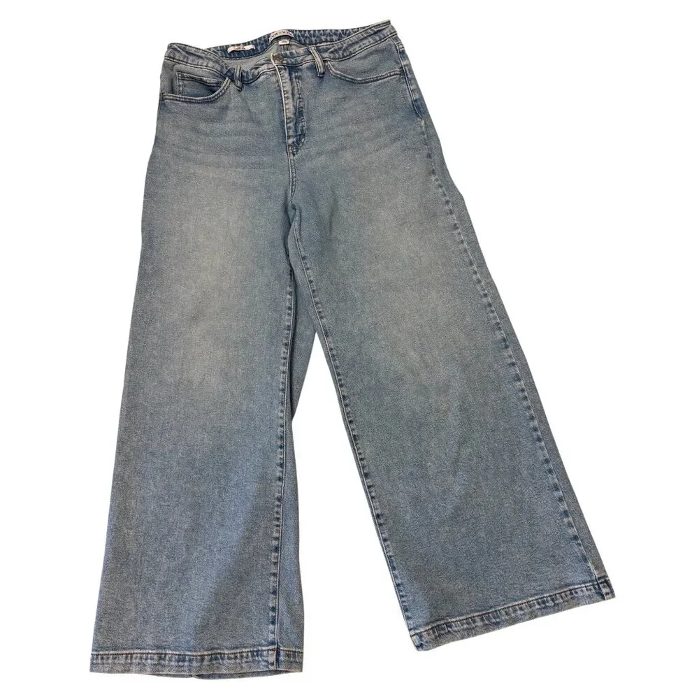 Ava & Viv Wide Leg Lighter Wash Denim Jeans Size 16 Womens Relaxed Fit Stretch - Picture 2 of 14